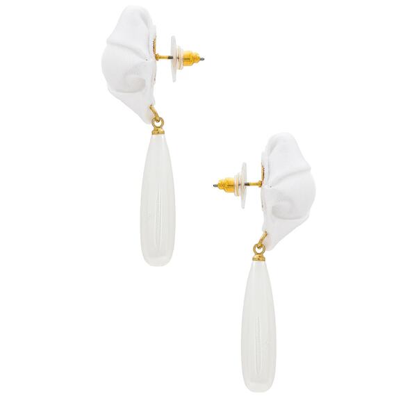 Elegant White and Gold Women's Earrings - Picture 2 of 5